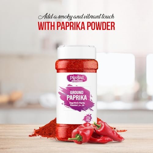 Pardesi Paprika Powder 200 g Ground - Authentic Indian Spice Sensation - Smoky Flavor Fusion , Rich & Warm - Perfect for Tandoori Chicken, Biryani, Curries, Goulash, Roasted Vegetables & Global Recipes.