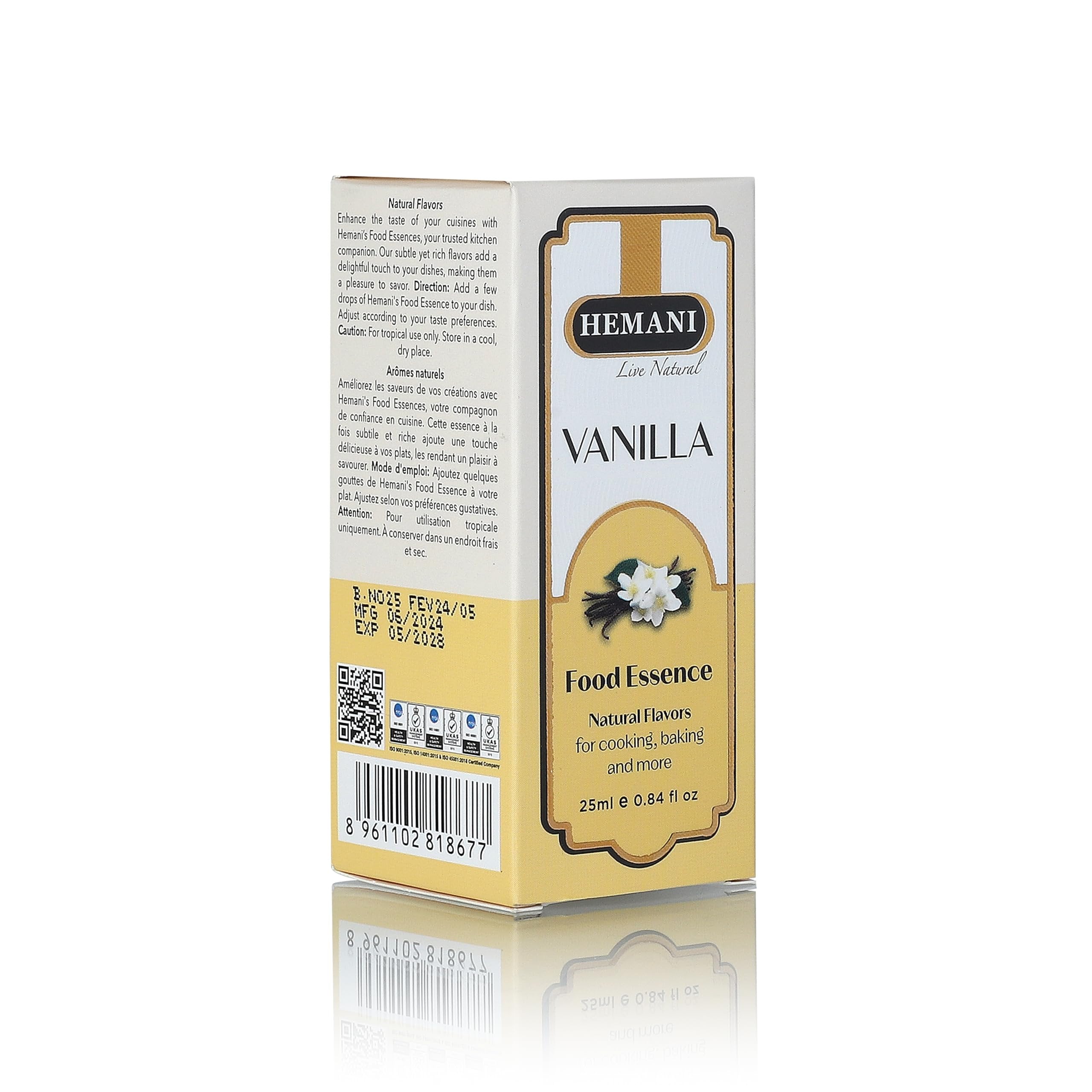 Hemani Vanilla Food Essence 25 ml Halal - Concentrated Vanilla Extract for Baking, Cooking, Desserts, and Beverages - Perfect for Cakes, Cookies, Ice Cream, and More