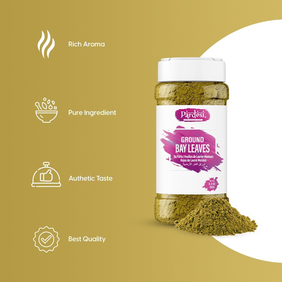 Pardesi Bay Leaf Powder (Laurus Nobilis) 180g | Natural, Organic & Premium Quality | Culinary, Aromatic & Beauty Uses | Additive-Free & Preservative-Free | Versatile Herbal Ingredient.