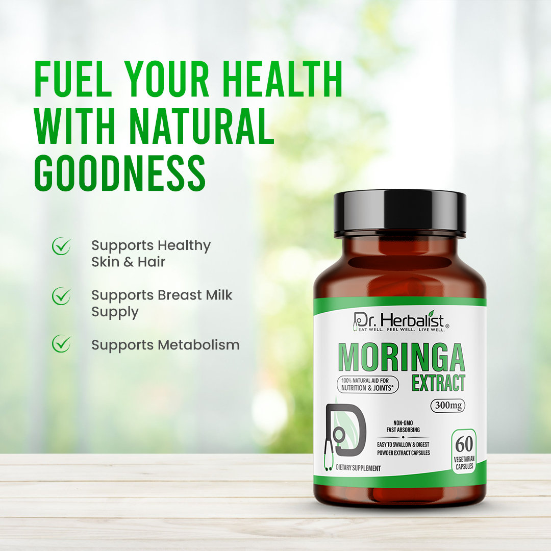 Dr Herbalist Moringa Oil 60 Capsules | Cold Pressed Extract | Rich in Antioxidants, Vitamins & Omega Fatty Acids | Supports Skin, Hair, Immunity & Overall Wellness