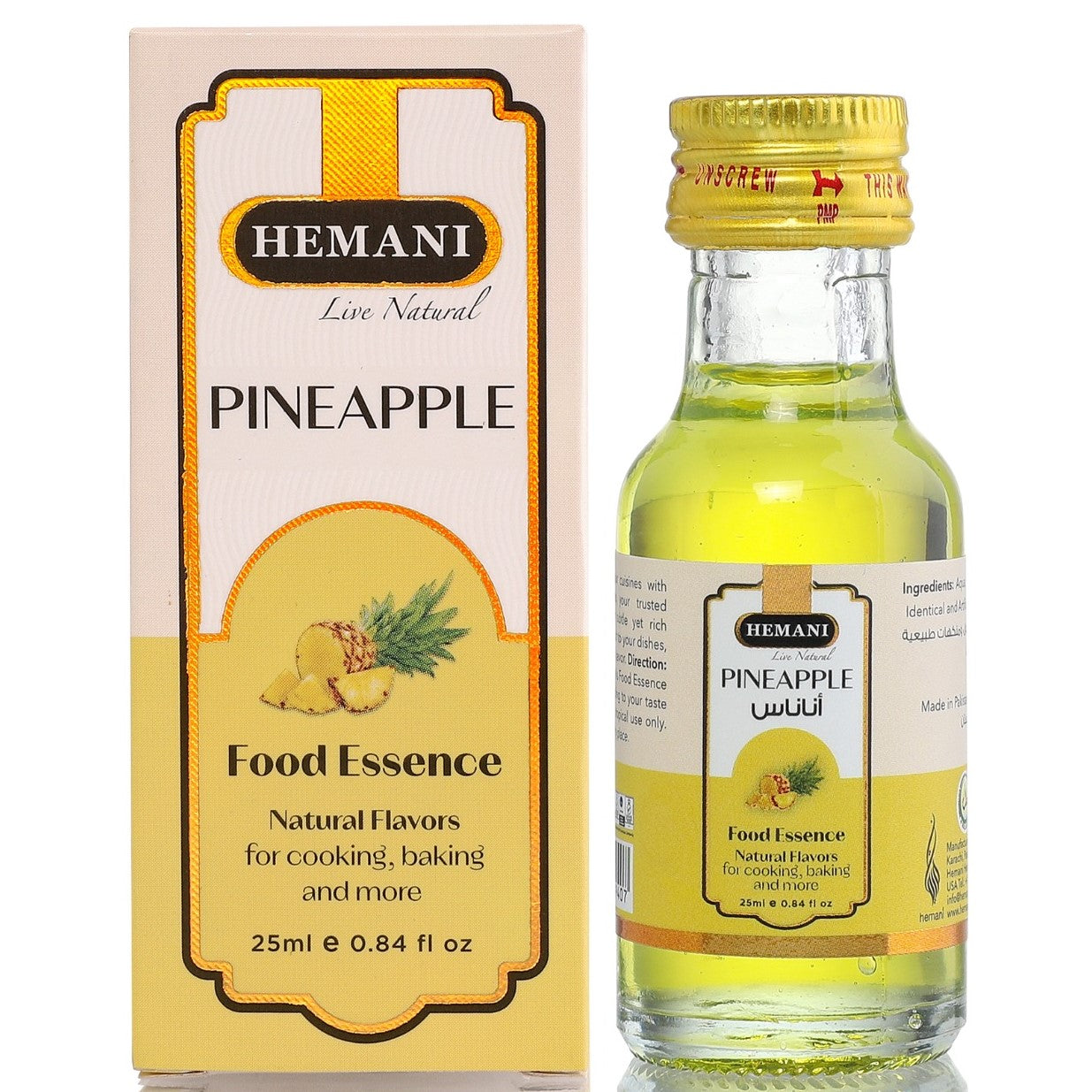 Hemani Pineapple Food Essence 25mL - Alcohol-Free, Halal Certified Flavoring for Baking, Drinks & Desserts | South Asian & Western Use | Since 1949