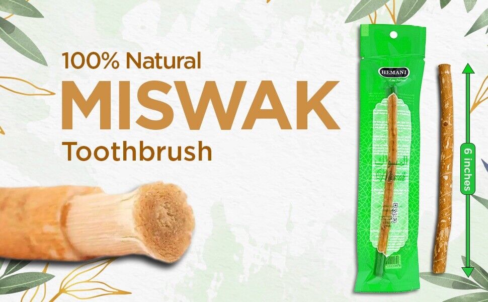 HEMANI Sewak Natural Miswak Stick for Teeth (6 Inches: 12 Pack) Chewing Toothbrush Natural Traditional Toothbrush I AKA Meswak I Sewak I Peelu