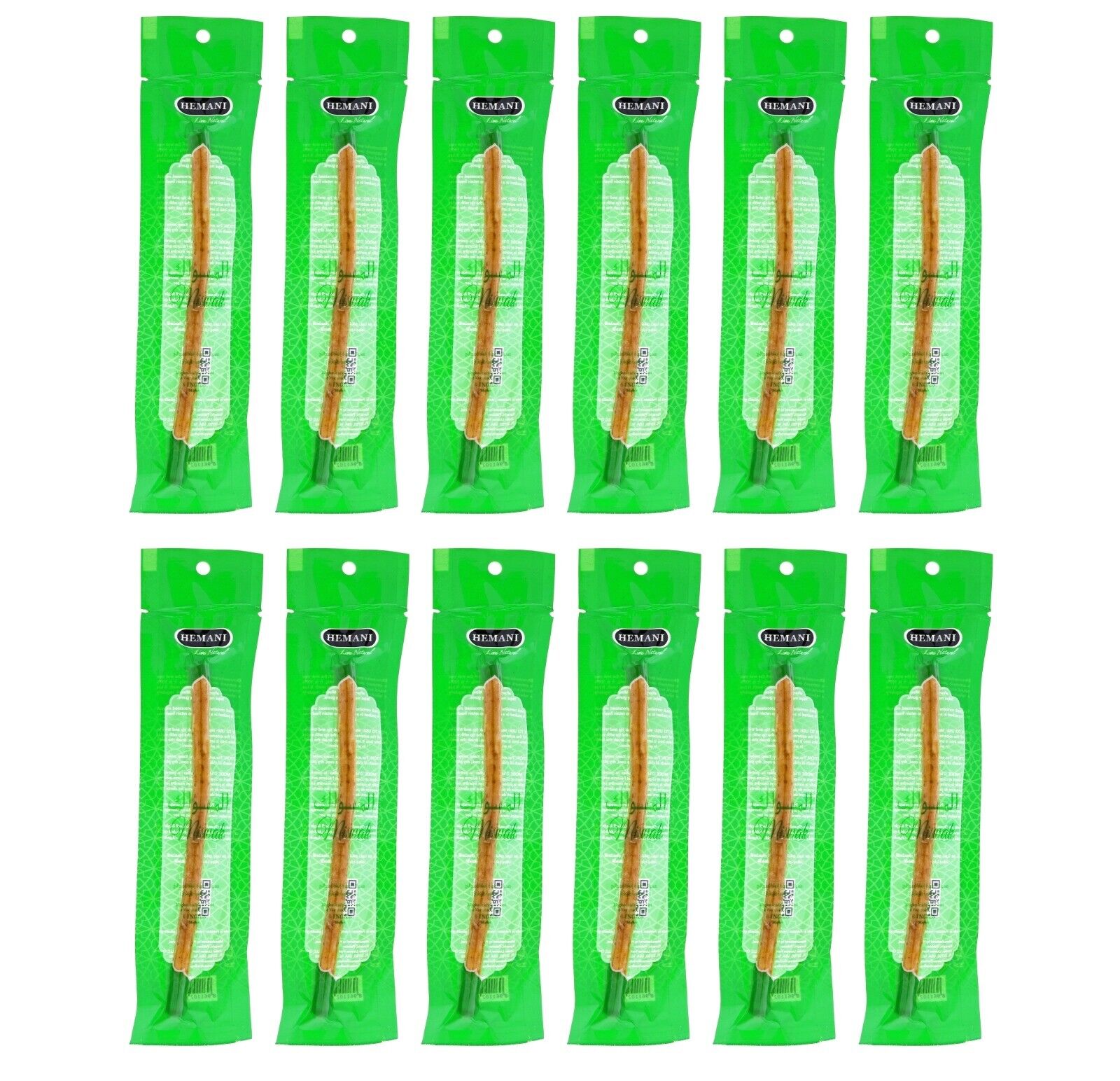 HEMANI Sewak Natural Miswak Stick for Teeth (6 Inches: 12 Pack) Chewing Toothbrush Natural Traditional Toothbrush I AKA Meswak I Sewak I Peelu