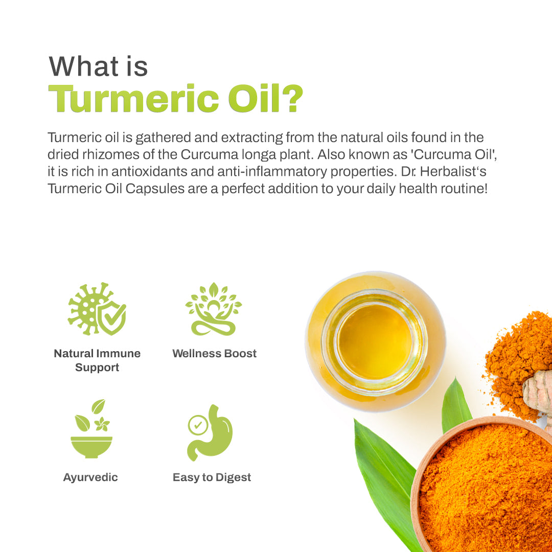 Dr Herbalist Turmeric 60 Capsules | With Curcumin Extract | Natural Anti-Inflammatory & Antioxidant | Supports Joint, Heart, Skin & Immune Health | Herbal Supplement