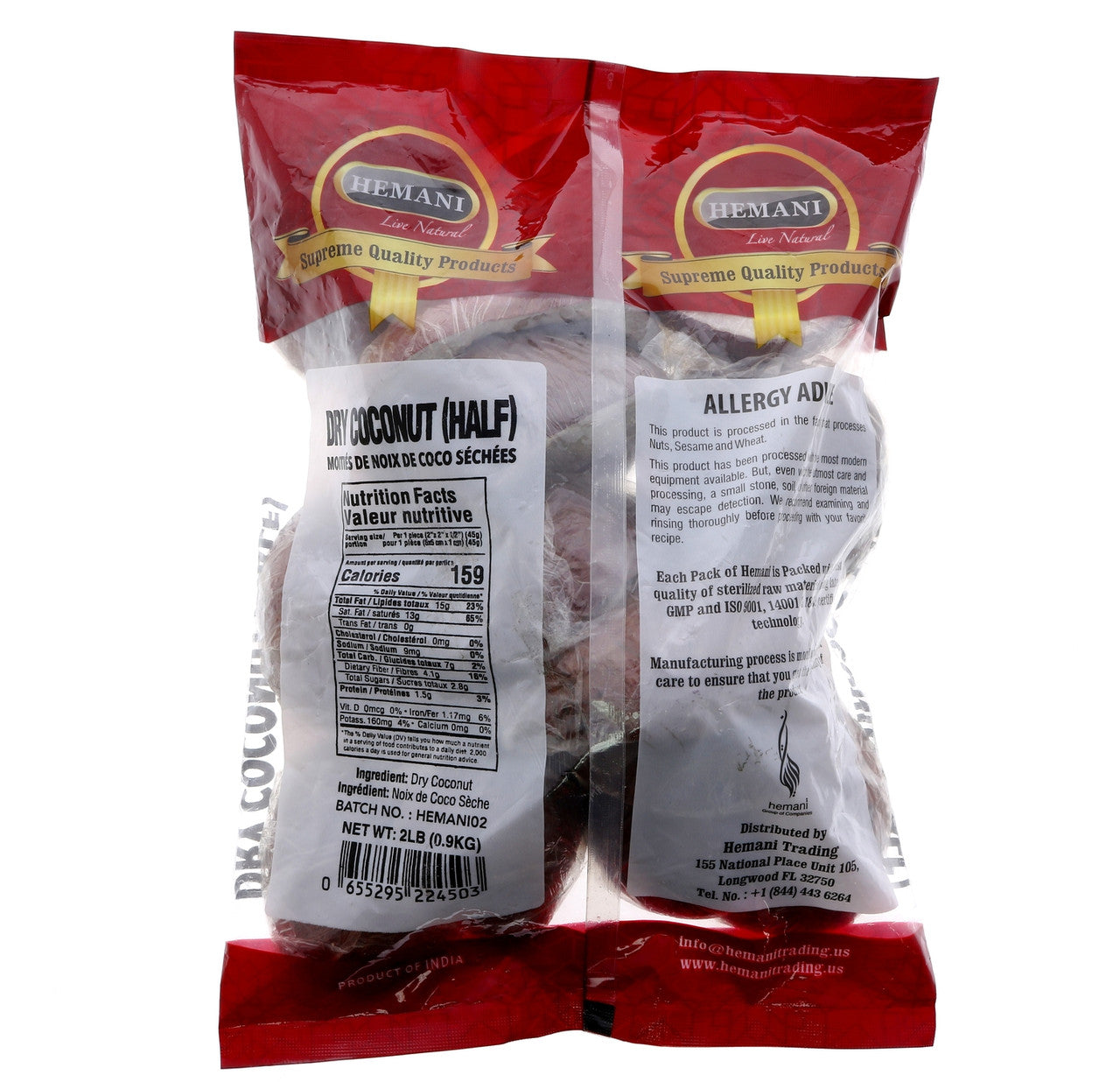 HEMANI Dry Coconut Halves 2LB