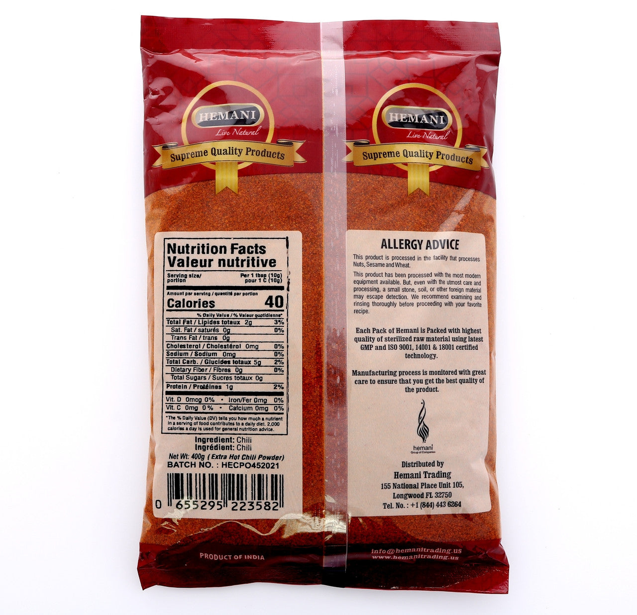 HEMANI Extra Hot Chili Ground (Garam Mirchi Powder) 400g