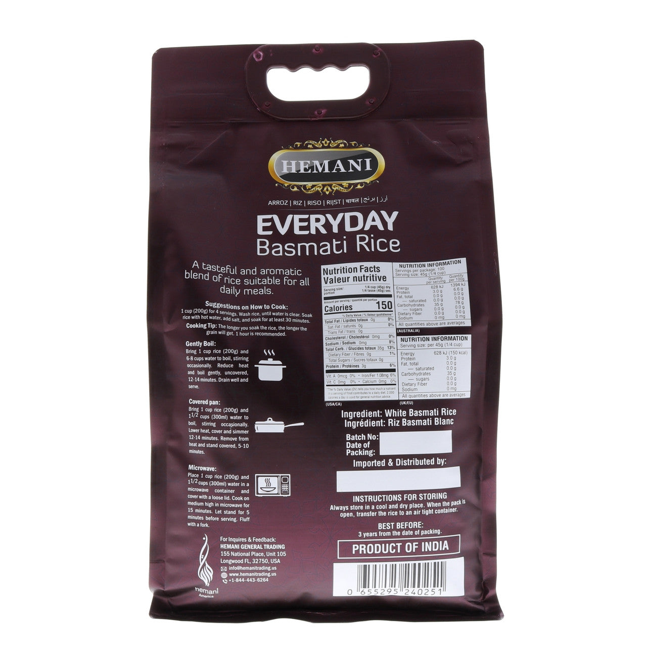 HEMANI Everyday Basmati Rice 11LB