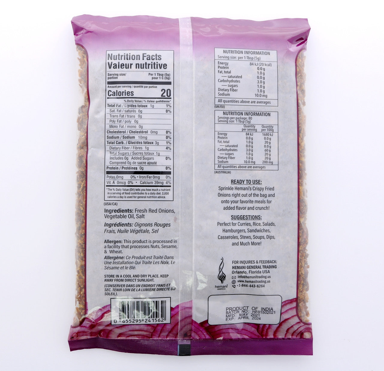 HEMANI Red Fried Onion 400g - New Packaging