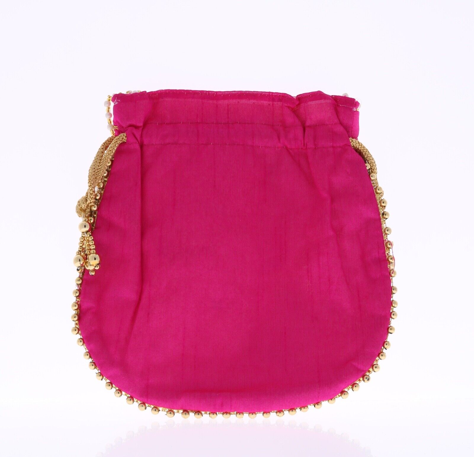 GENERIC Potli Purse with White Pearl Handle - Magenta