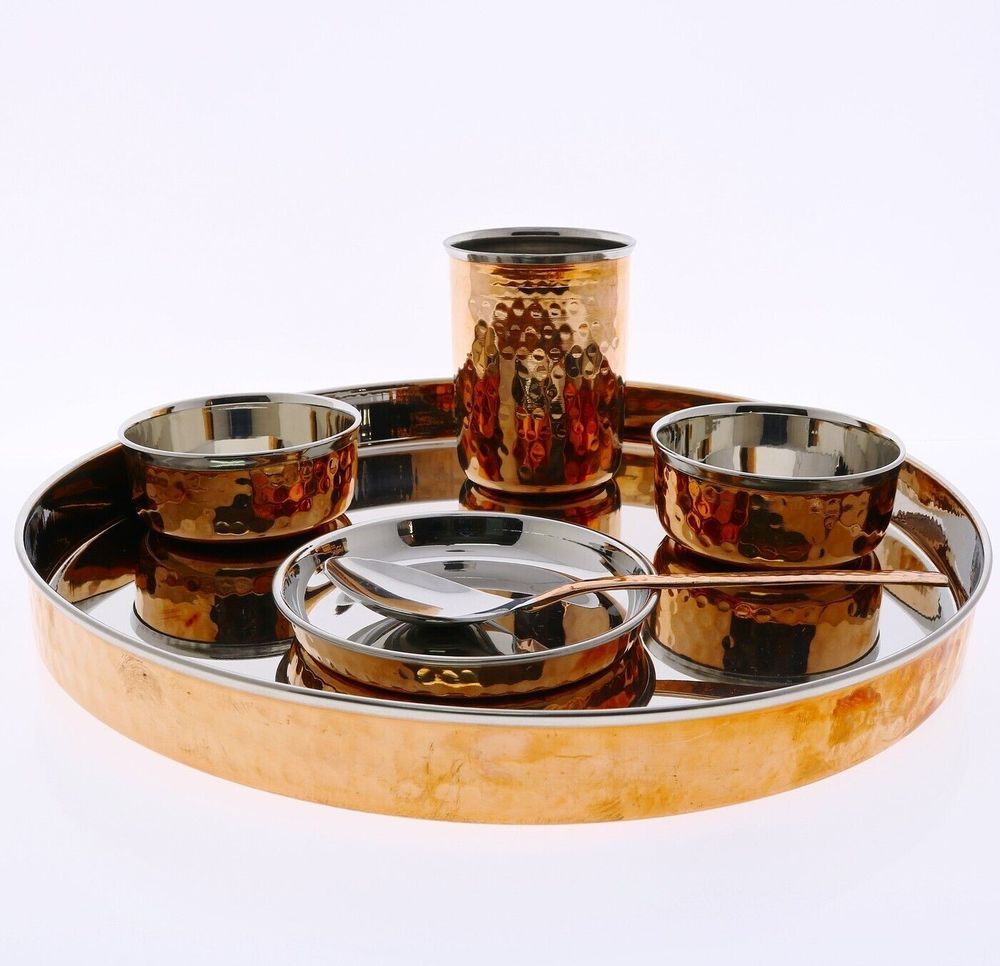GENERIC Pure Copper Kitchen Thali/Dinner Set Of 6
