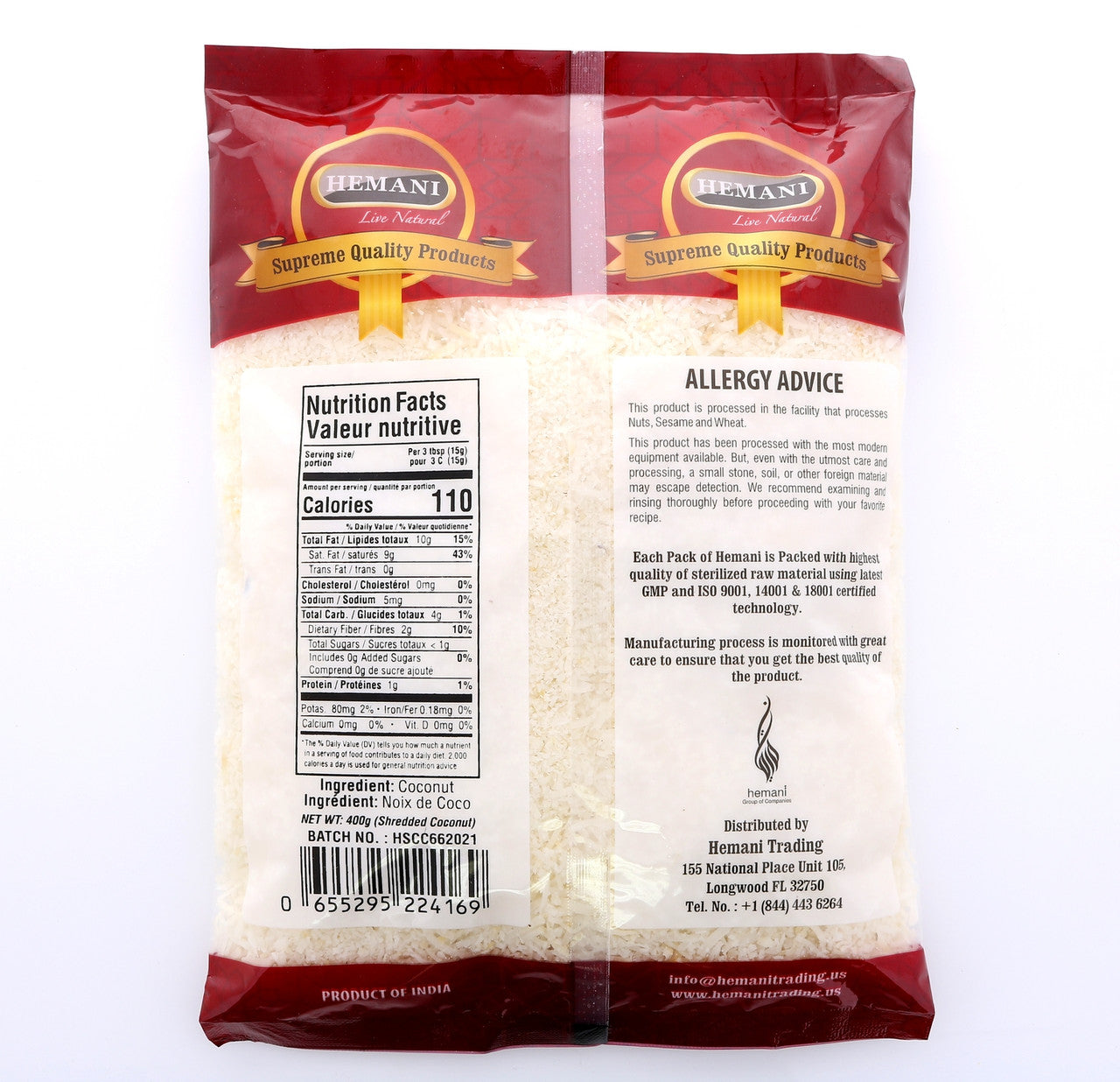 HEMANI Shredded Coconut Unsweetened 400g