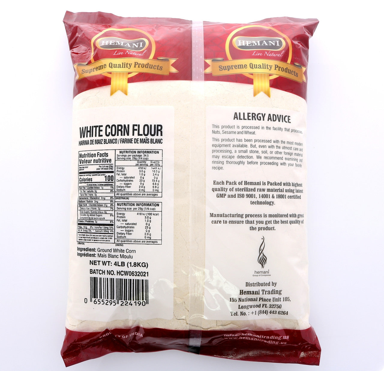 HEMANI White Corn Flour 4LB