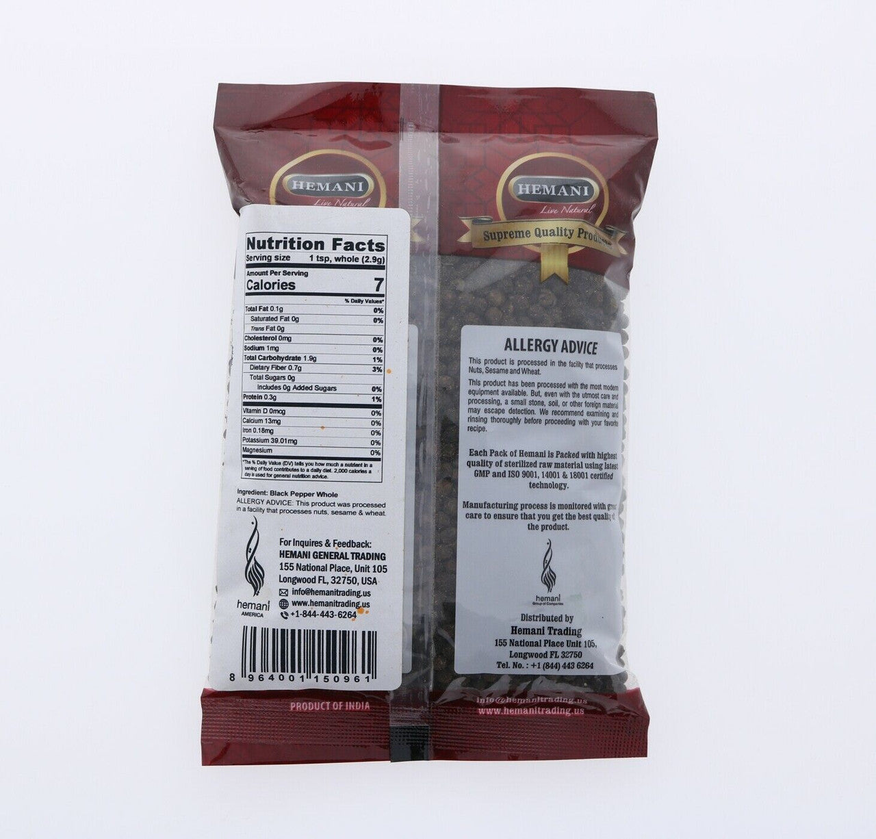 HEMANI Black Pepper Whole 200g