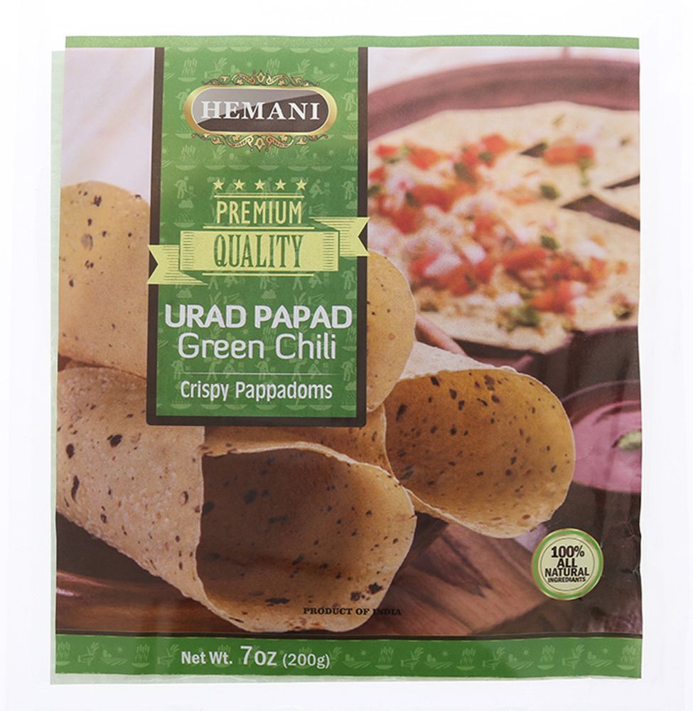 HEMANI Urad Papad Green Chilli 200g