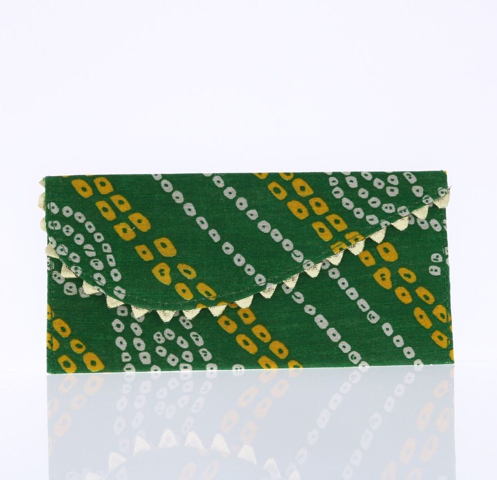 GENERIC Bandhani Clutch Purse - Green