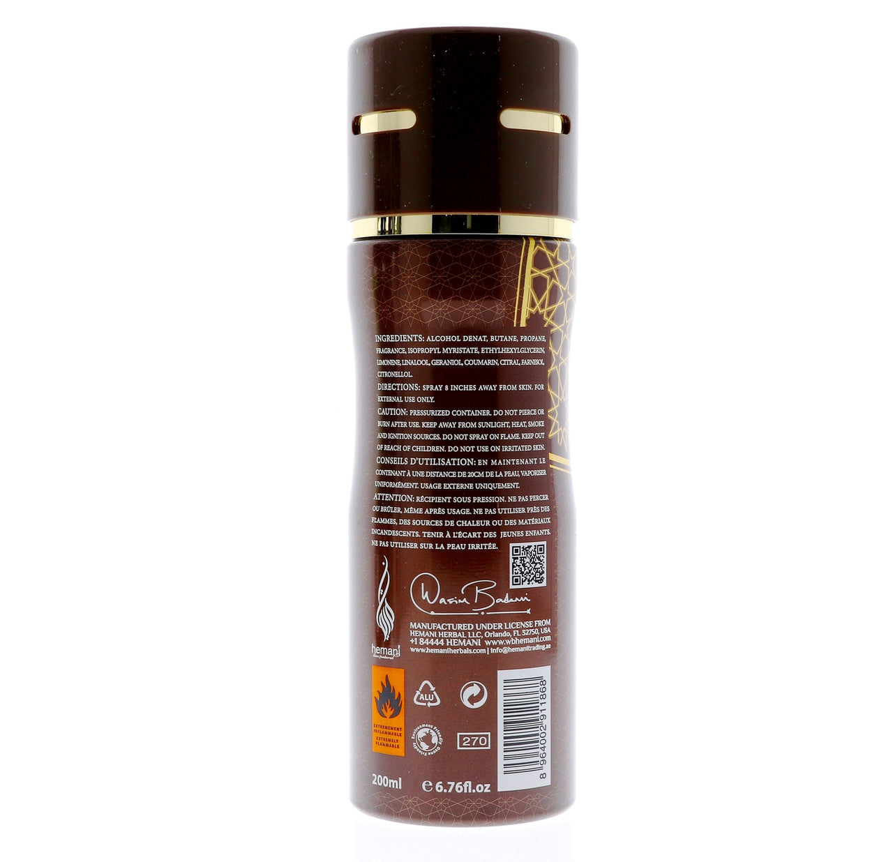 WB HEMANI Oud Al Khaleej Deodorant Spray 200mL (7 OZ) for Men